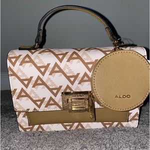 Aldo Designer Handbag | Tan & Cream Pattern | New with Tags